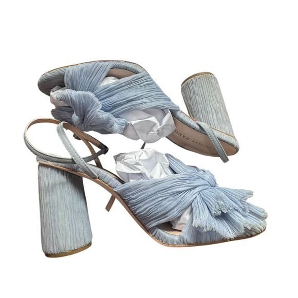 Loeffler Randall Camellia Blue Pleated Bow Heel Sky Blue 7 NWOB - Picture 5 of 12